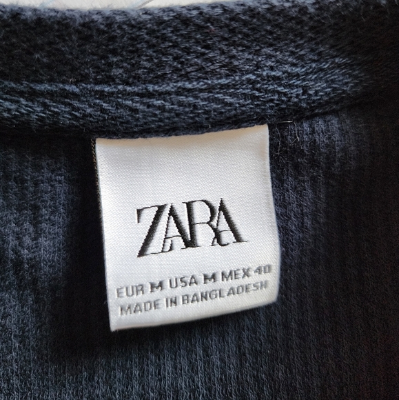 Zara Men’s Navy Blue L/S Thermal Top Size Medium - Picture 4 of 6